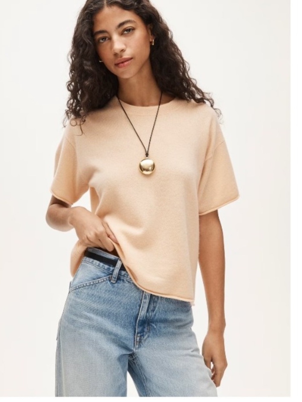J crew apricot Rolled cashmere relaxed sweater-tee